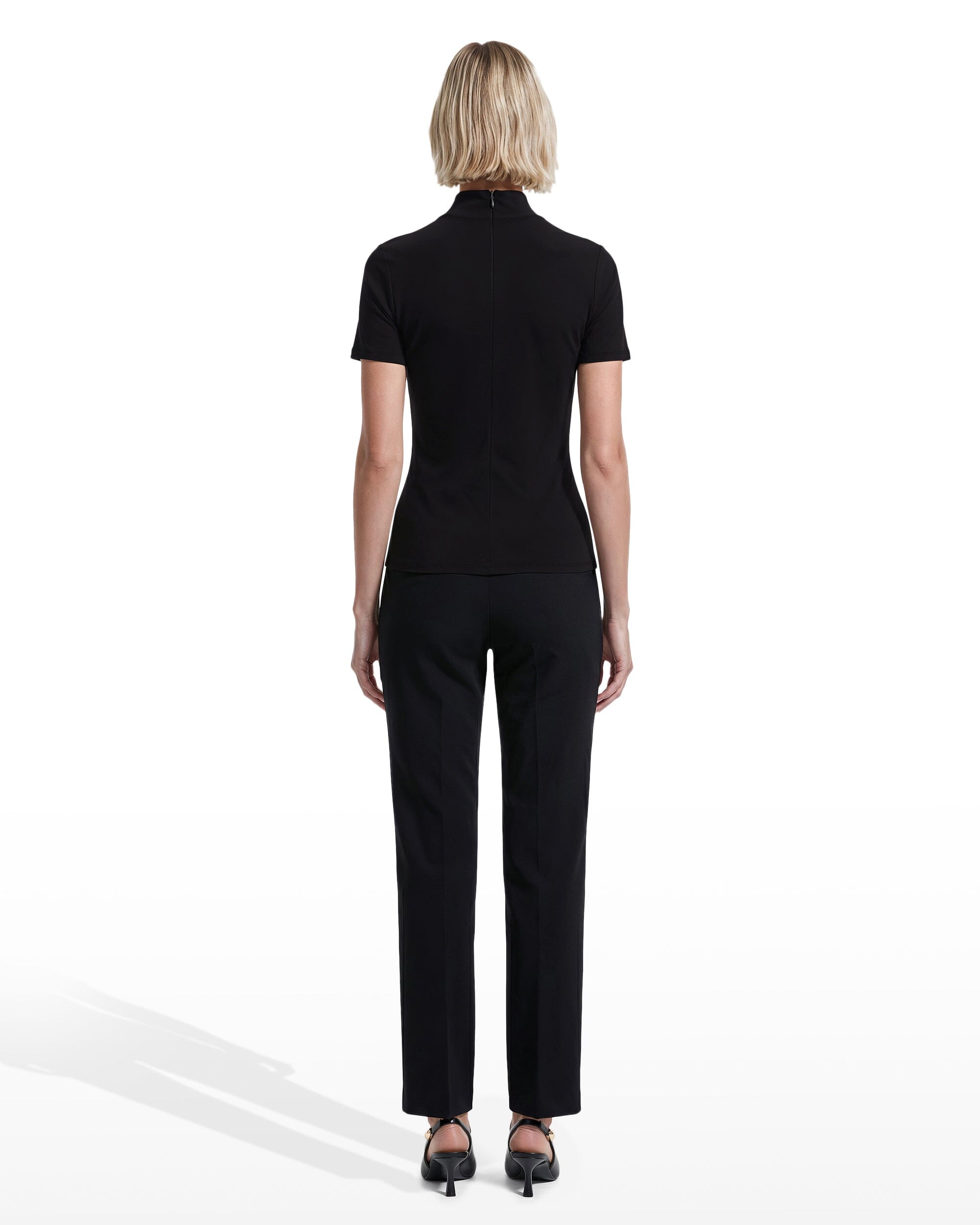Anne Klein Short Sleeve Mock Neck Knit Top