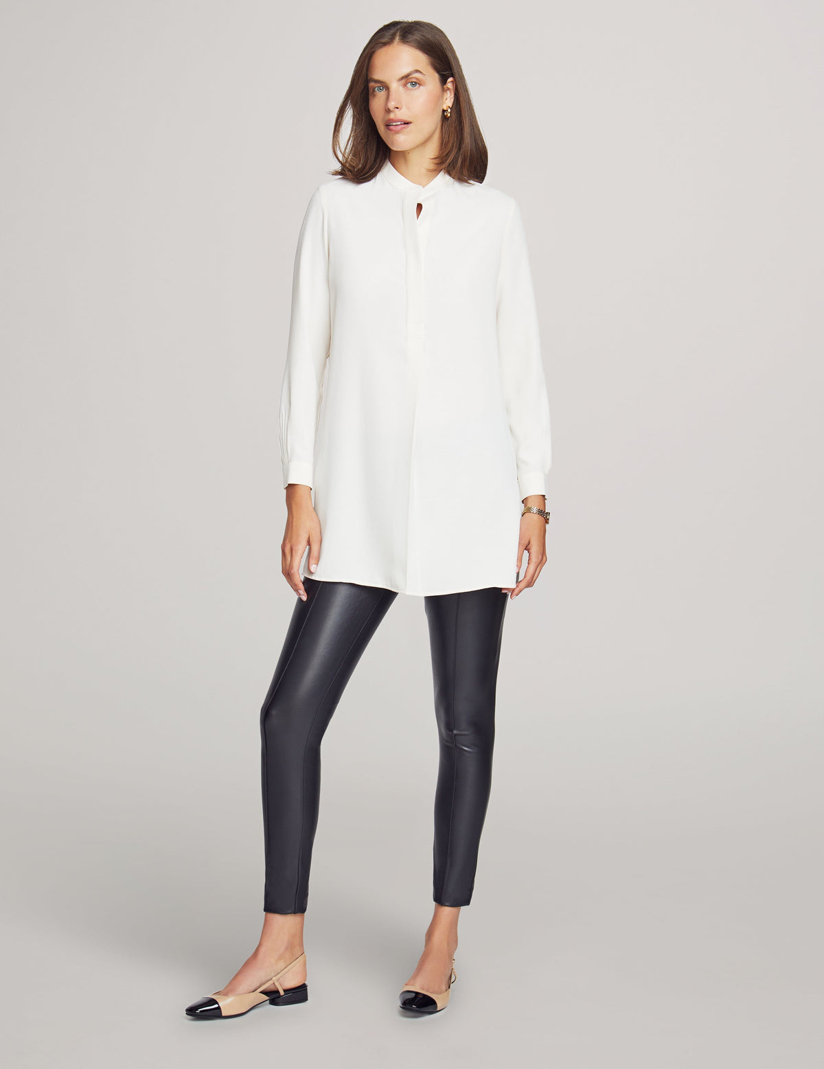 Anne Klein Anne White Petite Long Length Tunic- Sale