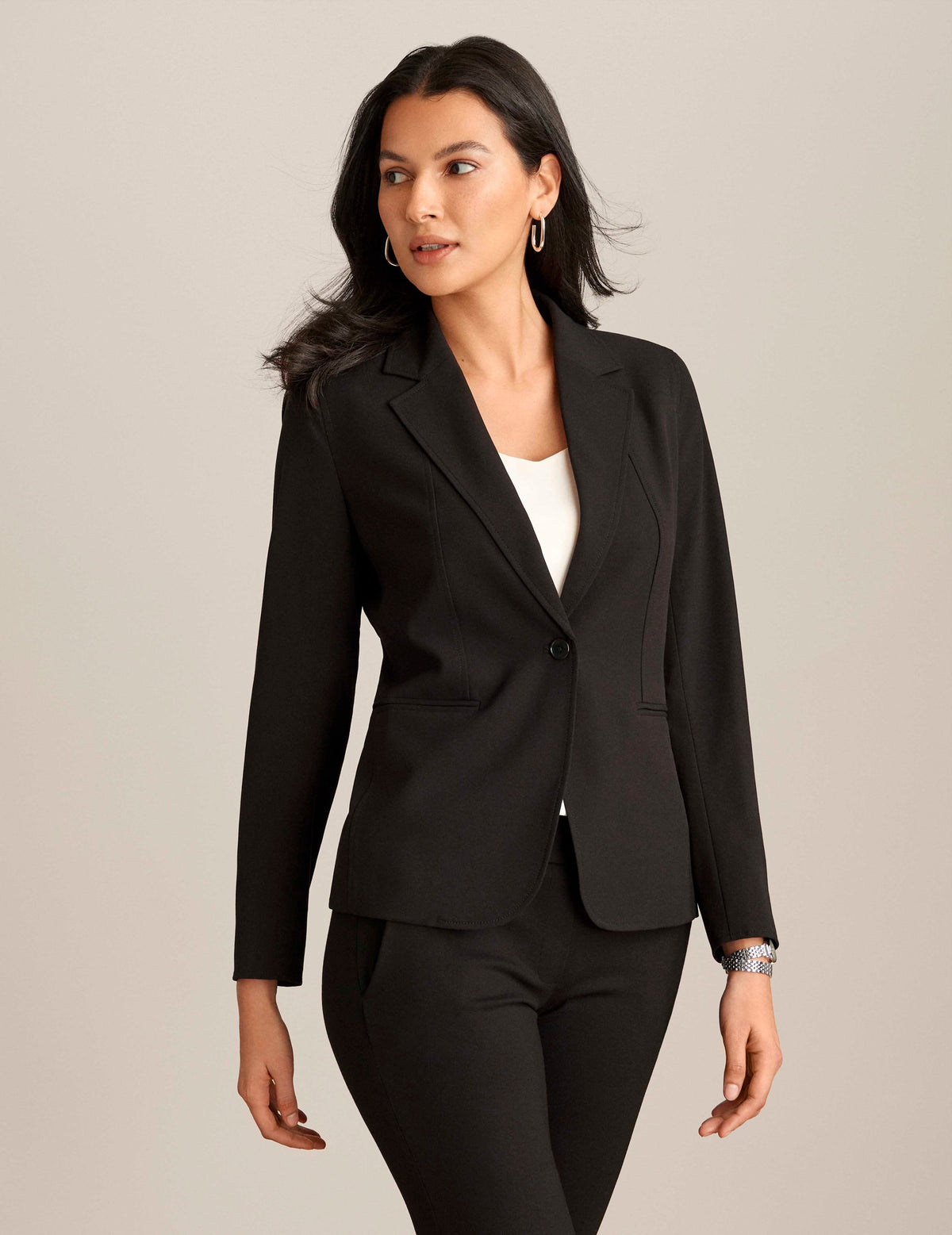 Anne Klein Notch Collar Blazer With Princess Seams