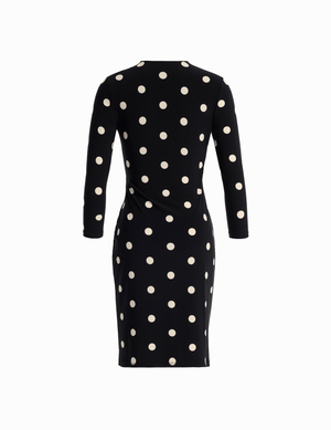 Dot Print Faux Wrap Dress Clothing Kasper