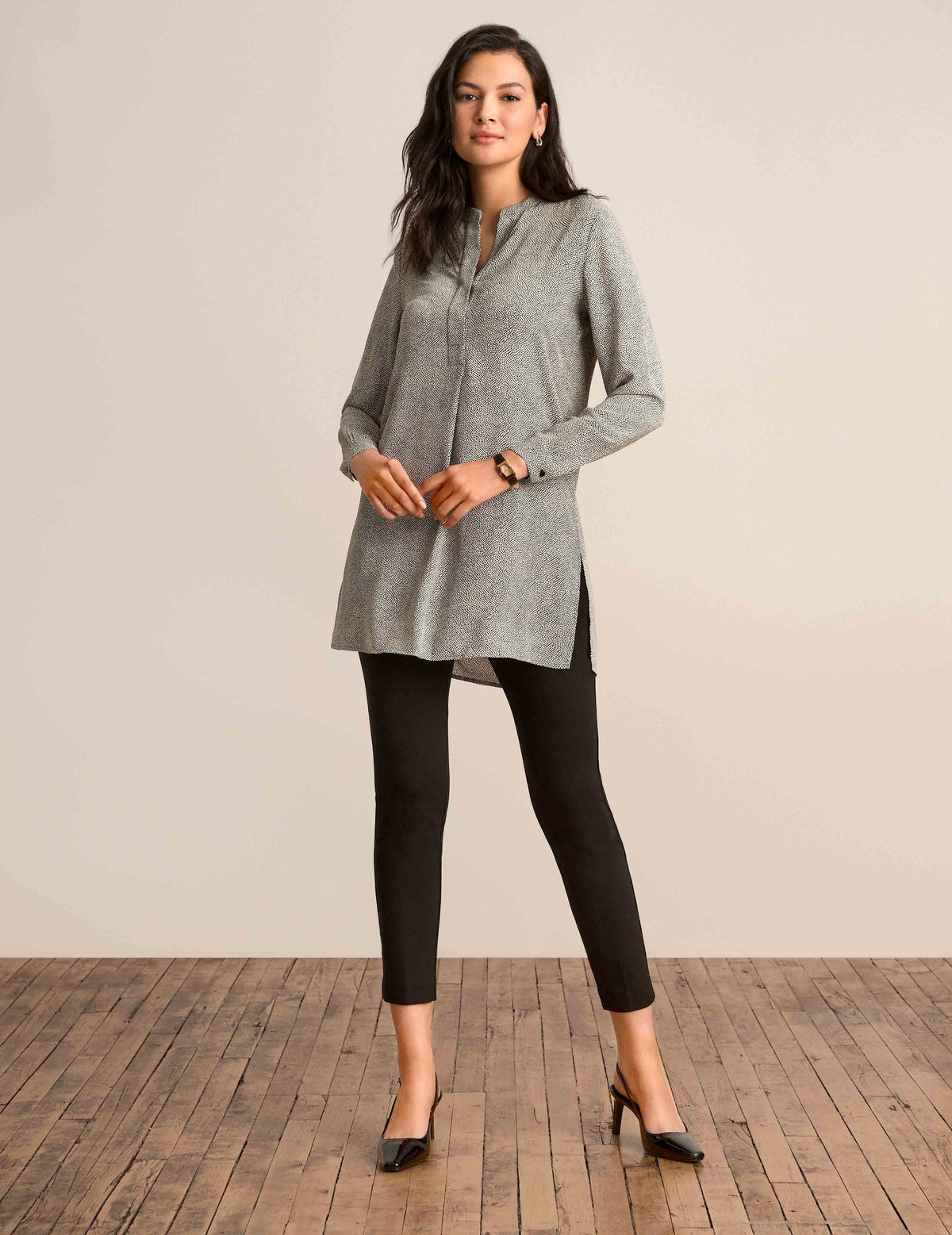 Anne Klein  Rambling Dot Nehru Tunic