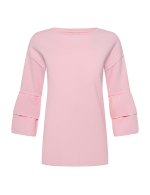 Anne Klein Peony Pink French Terry Tiered Sleeve Top