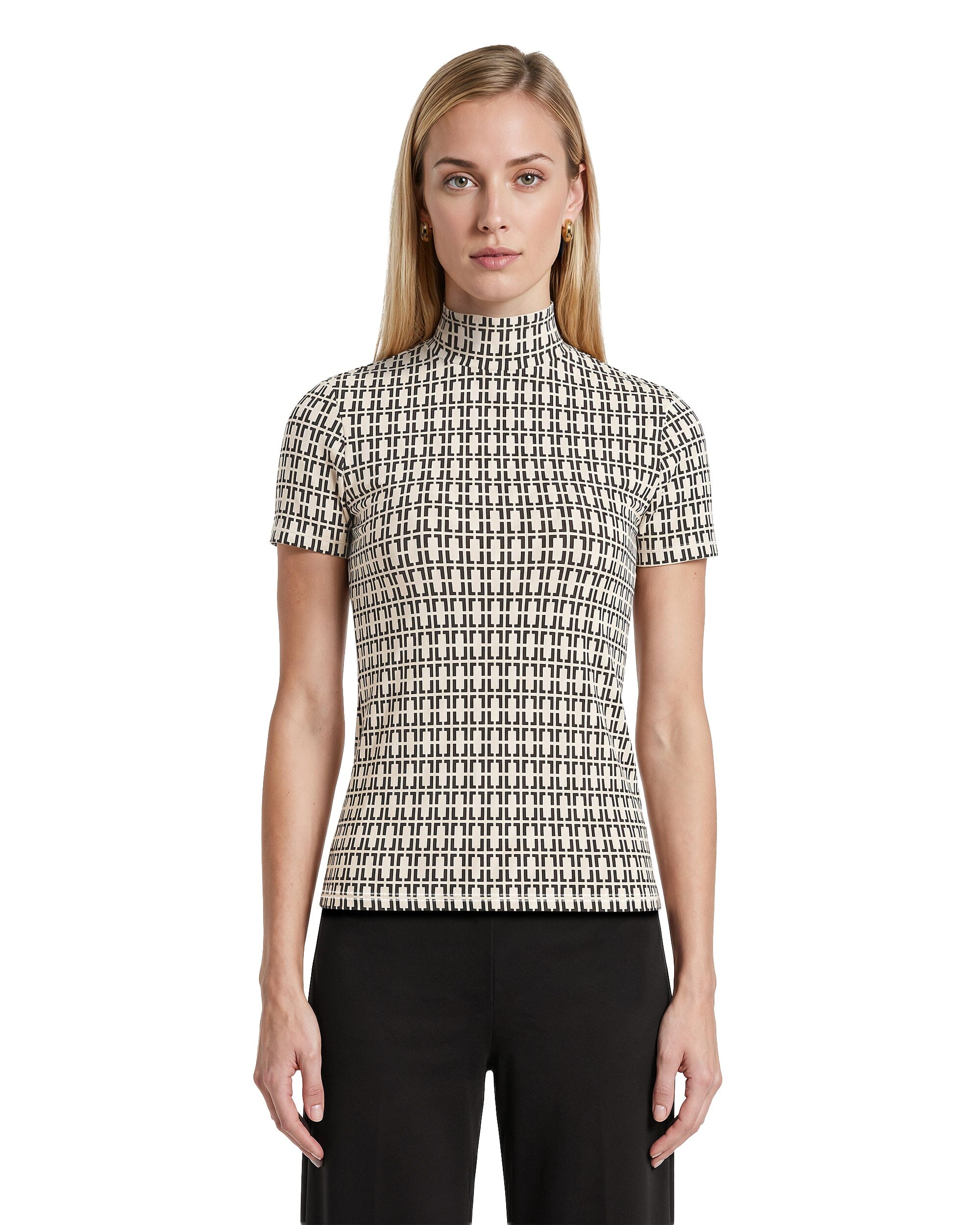 Chainlink Mock Neck Knit Top | Anne Klein