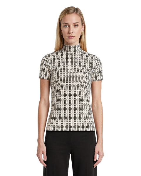 Chainlink Mock Neck Knit Top | Anne Klein