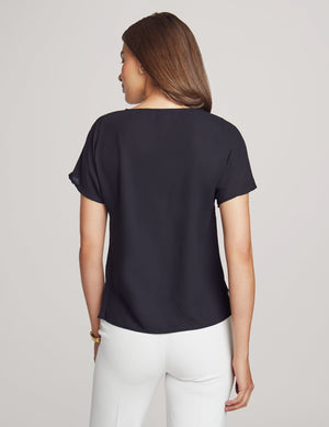 Anne Klein  Bateau Neck Short Sleeve Blouse- Sale