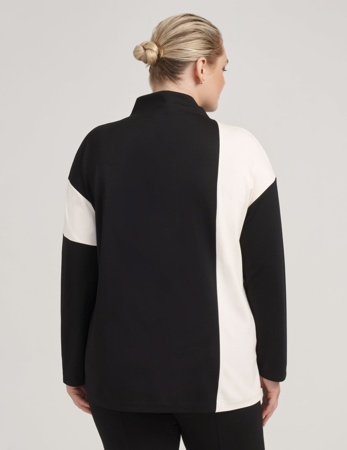 Anne Klein  Plus Size Colorblocked Drop Shoulder Mock Serenity Knit- Clearance