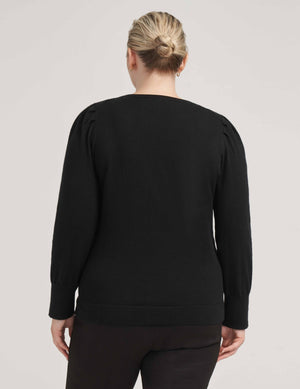 Anne Klein  Plus Size Cotton Cashmere Puff Sleeve With Crew Neck- Sale