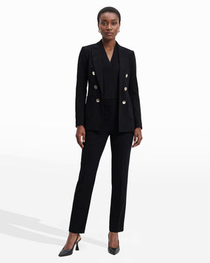 Anne Klein Faux Double Breasted Blazer With Patch Pockets