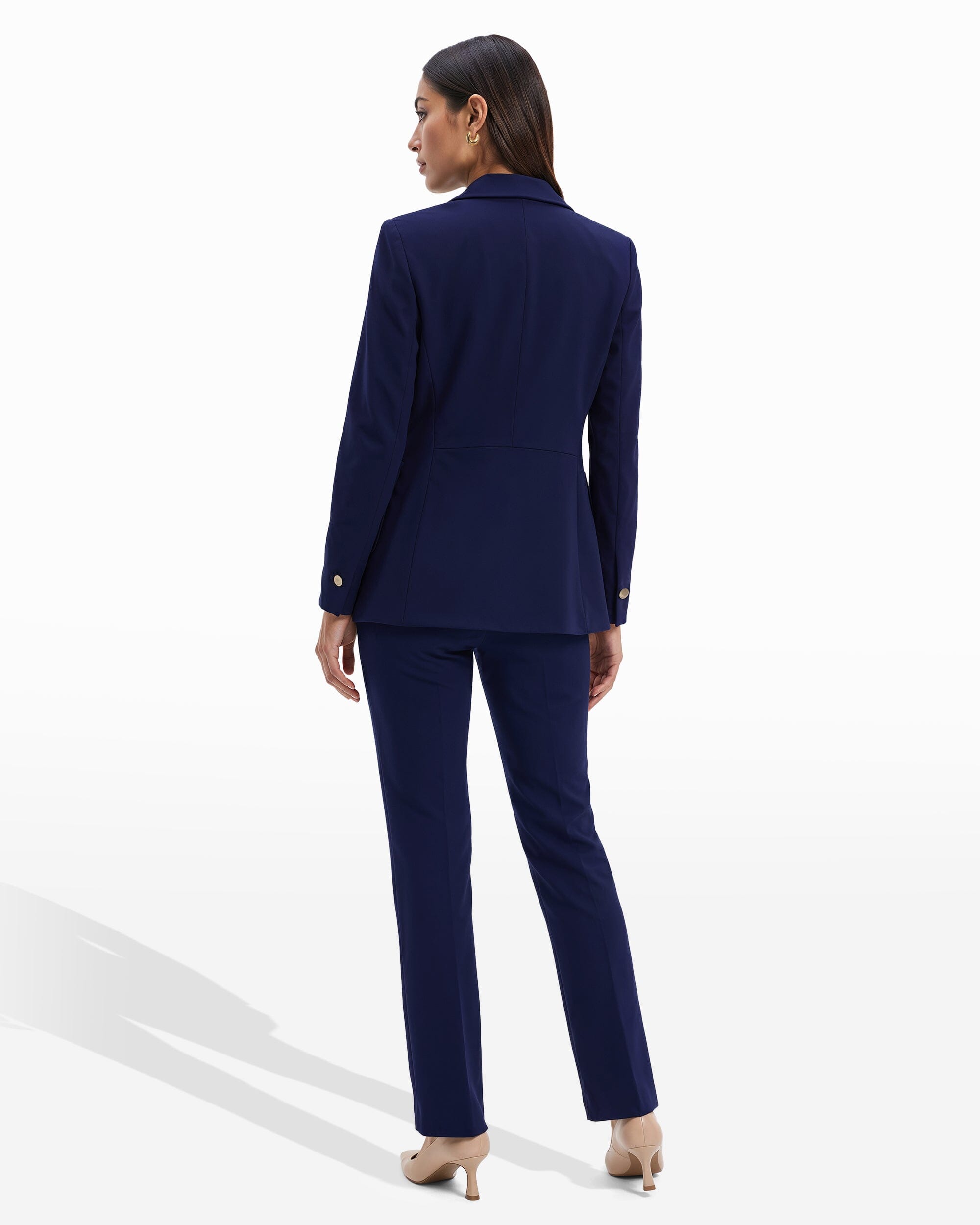 Anne Klein Compression Collection Faux Double Breasted Blazer With Patch Pockets