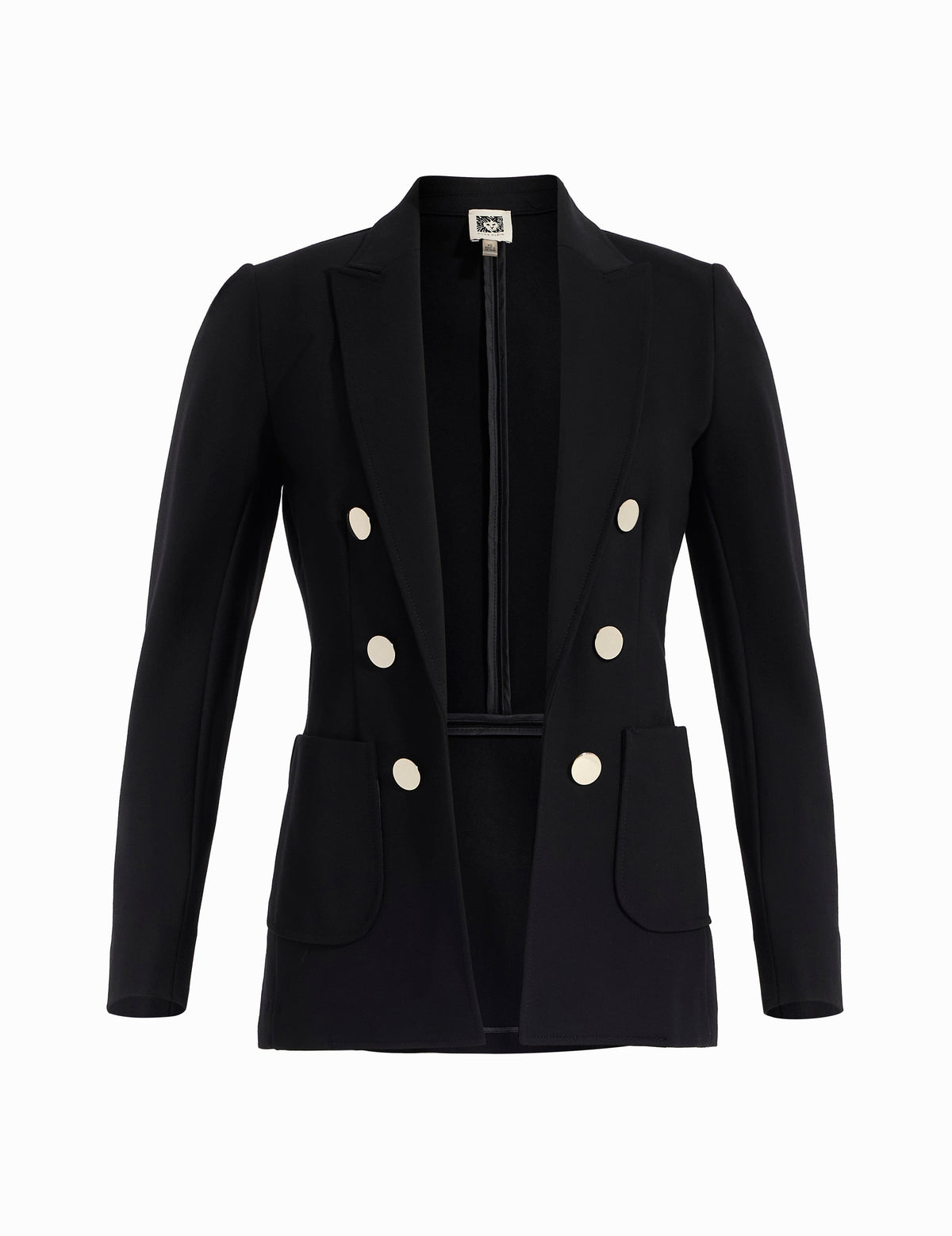 Anne Klein Anne Black Plus Compression Faux Double Breasted Jacket