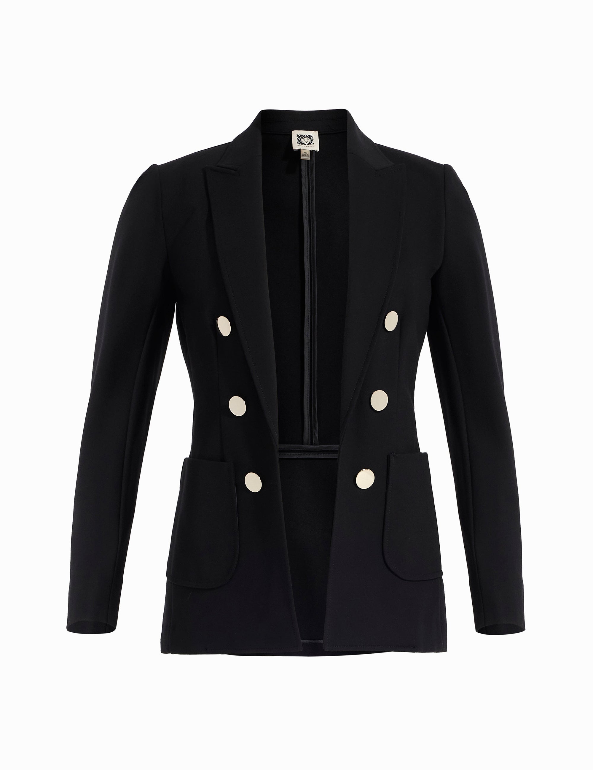 Anne Klein Anne Black Plus Compression Faux Double Breasted Jacket