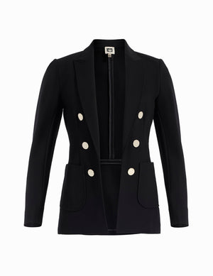 Anne Klein Anne Black Plus Compression Faux Double Breasted Jacket