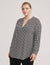 Anne Klein  Plus Size Pearly Dot Ity Long Sleeve Split Neck- Clearance