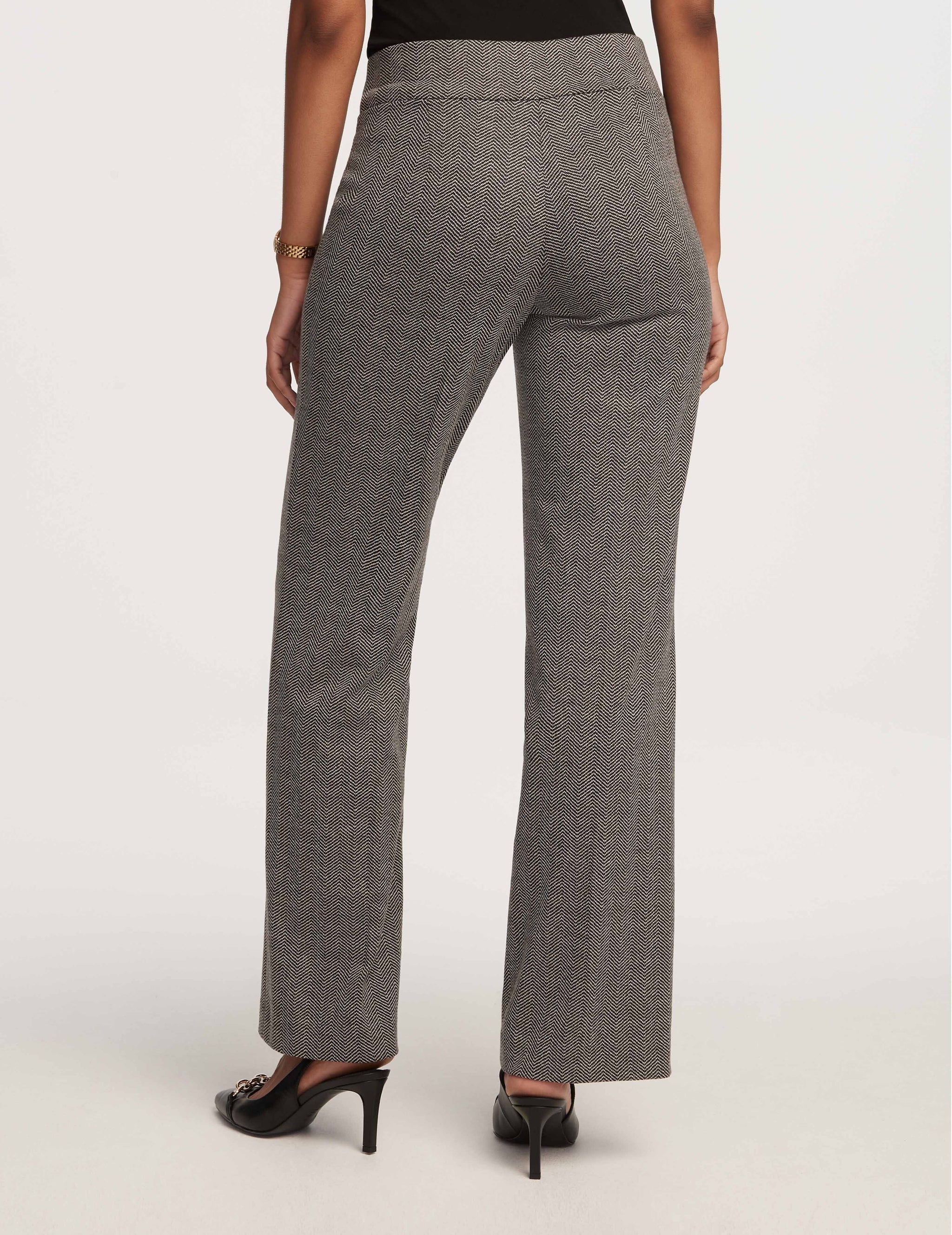 Anne Klein Petite Herringbone Pull On Wide Leg- Clearance