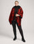 Anne Klein Titan Red/ Anne Black Plus Size Plaid Front Zip Front Poncho With Fur- Clearance