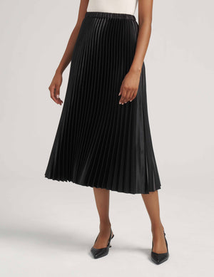 Anne Klein  Pull On Pleated Skirt Satin Crepe- Sale