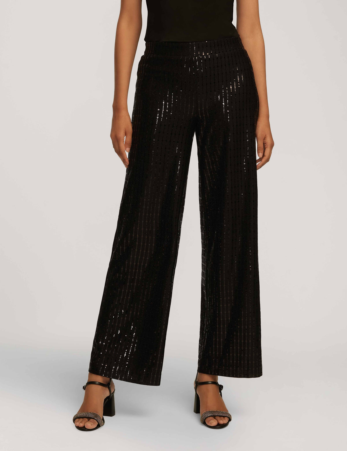 Anne Klein  Linear Shine Pull On Wide Leg Pant- Sale