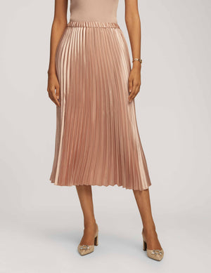 Anne Klein Ballet Pull On Pleated Skirt Satin Crepe- Sale