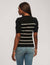 Anne Klein  Short Puff Sleeve Crew Neck With Stripes- Clearance