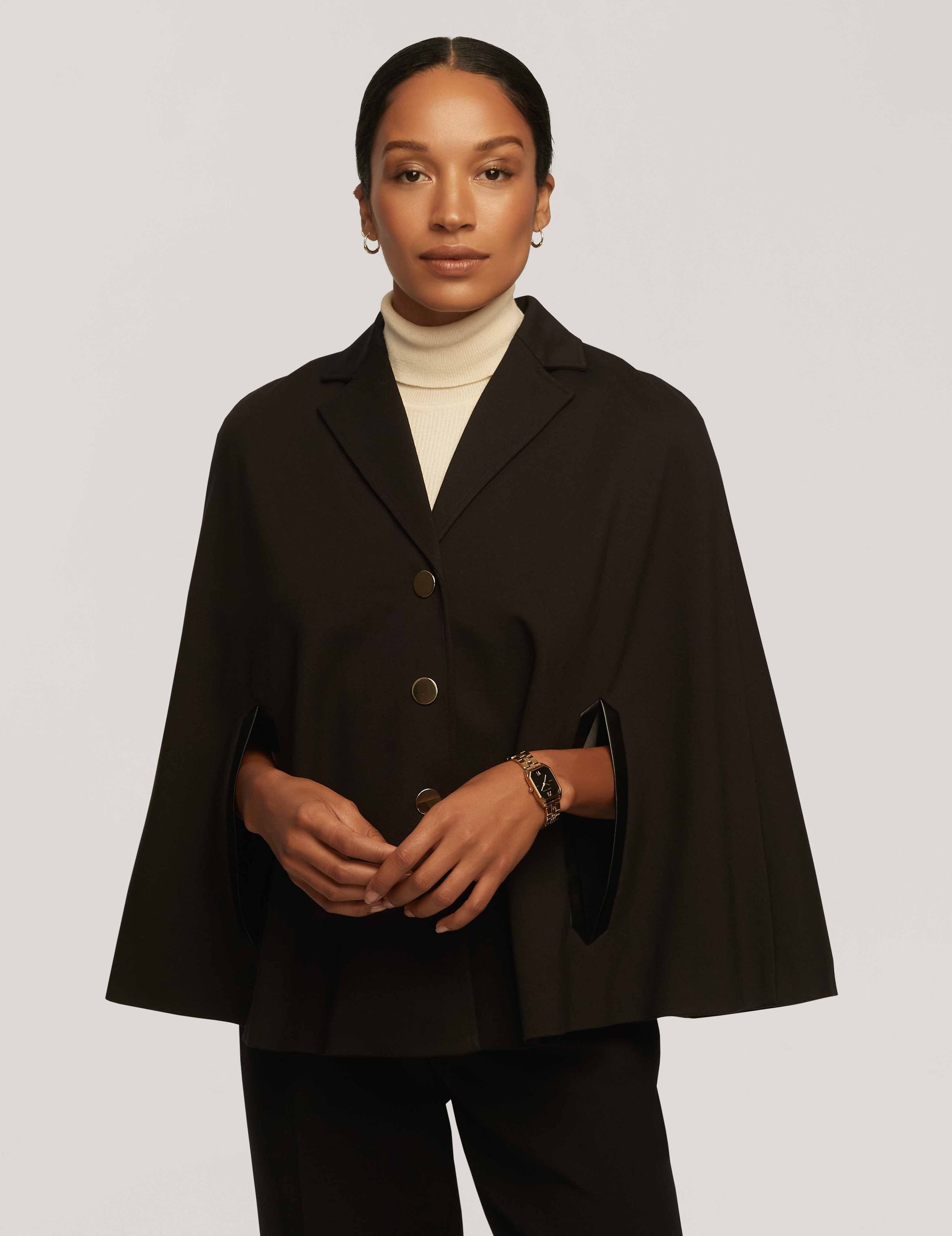 Anne Klein Compression Cape W Notch Collar And Cf Snaps Clearance