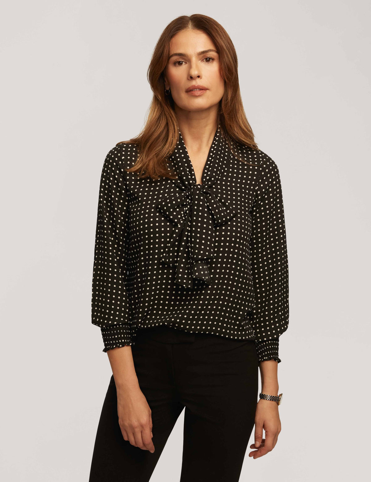 Anne Klein  Printed Tie Neck Blouse- Clearance