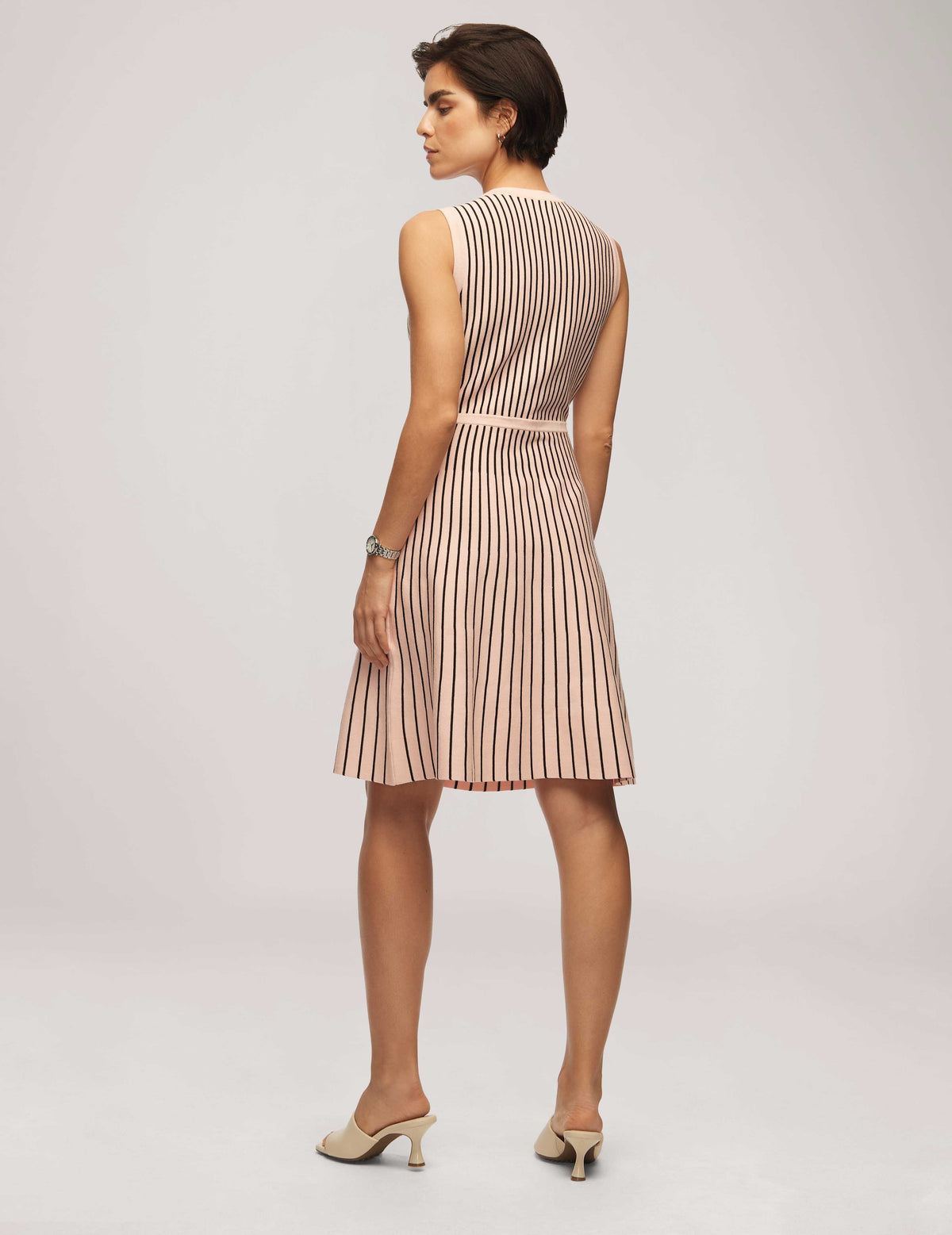 Anne Klein  Vertical Stripe Fit And Flare Dress- Clearance