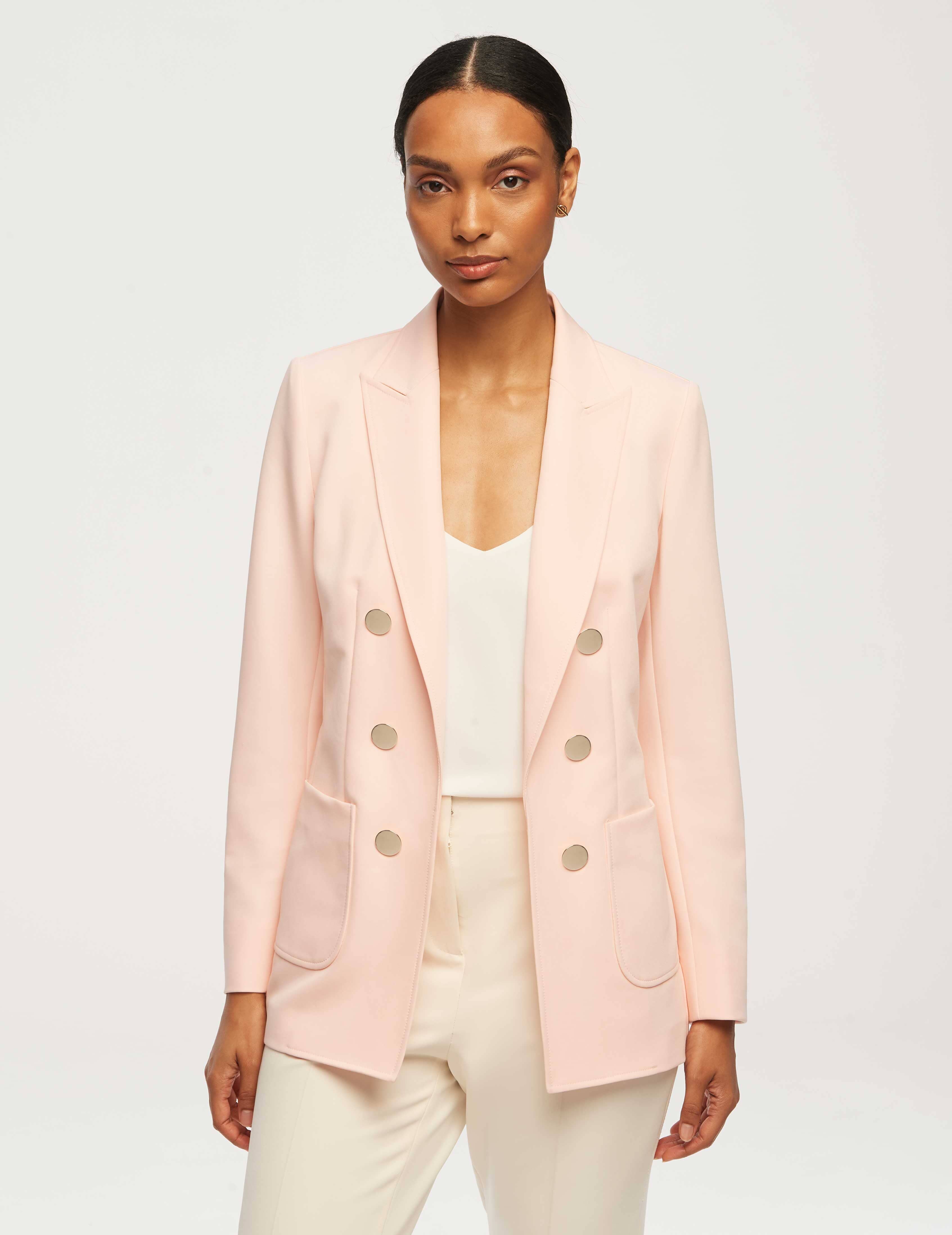 Anne Klein Faux Double Breasted Peak Lapel Collection Compression Blazer &  Coordinating Pull-On Pants