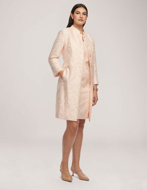 Anne Klein Anne White/Cherry Blossom Jacquard Topper With Stand Collar - Clearance