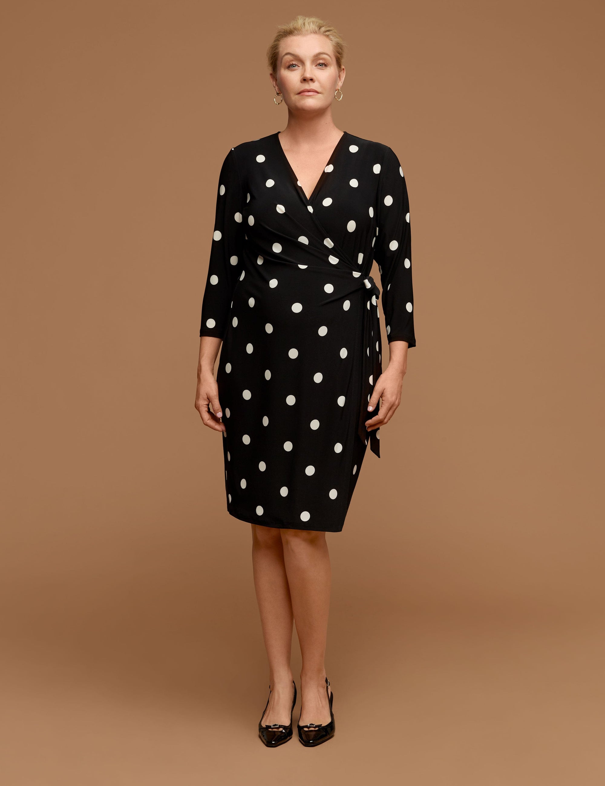 Anne Klein Plus Size Classic Wrap Dress - Anne Black/Anne White - Size 0x Anne Klein Plus Size Classic Wrap Dress - Anne Black/Anne White - Size 0x