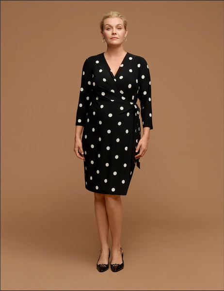 Anne Klein Plus Size Classic Wrap Dress - Anne Black/Anne White