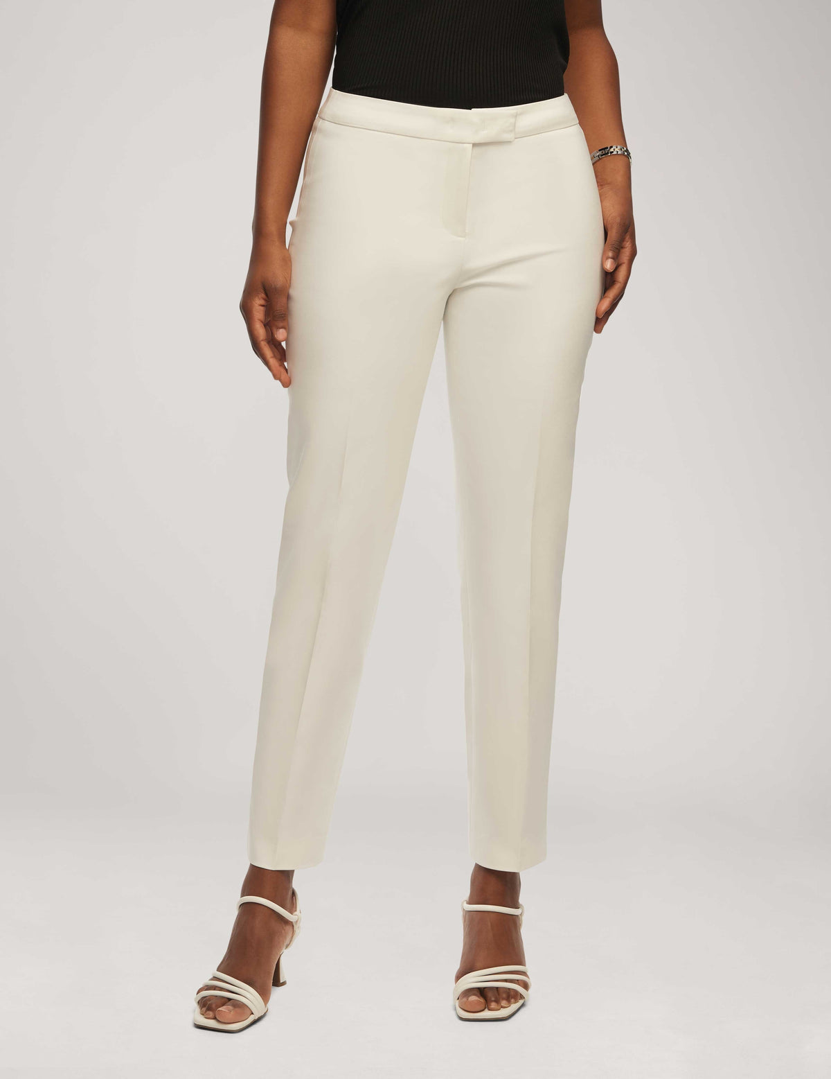 Anne Klein Bright White Cotton Double Weave Bowie Pant- Clearance