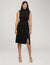Anne Klein Anne Black Harmony Knit Twist Wrap Midi Dress- Clearance