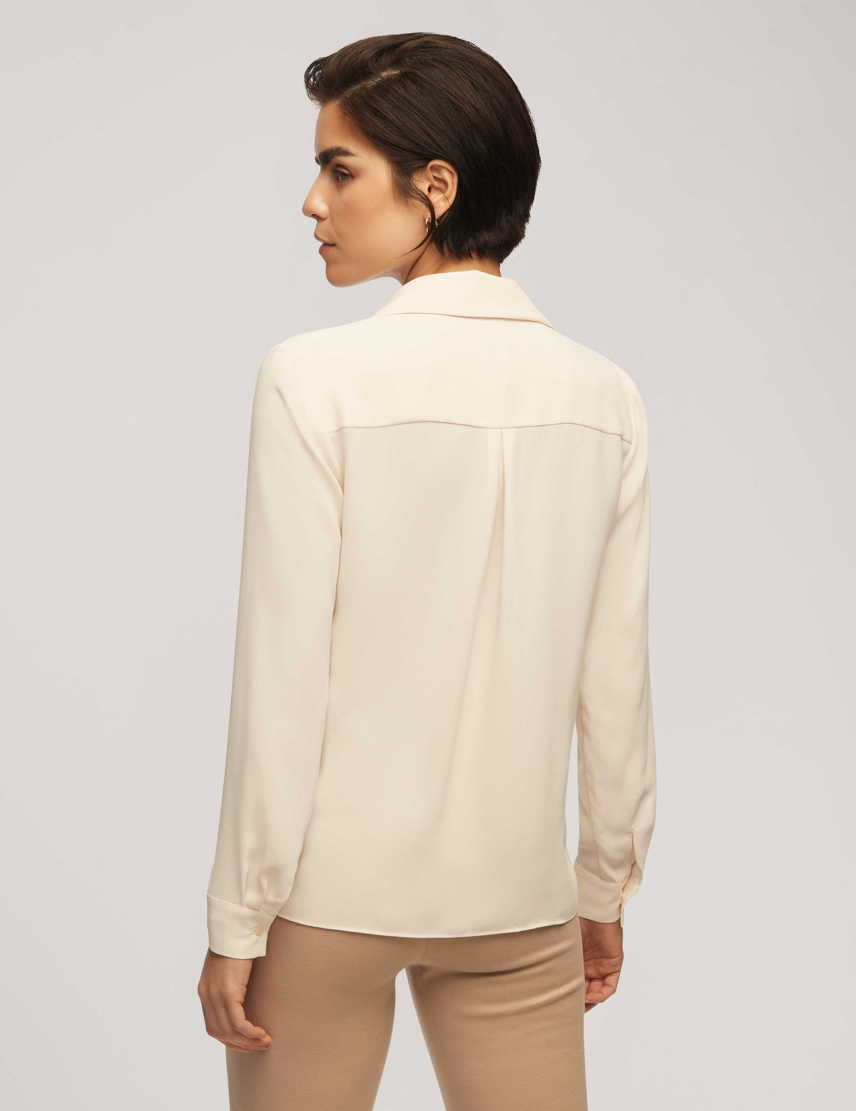 Anne Klein  Long Sleeve Crossover Blouse With Collar- Clearance