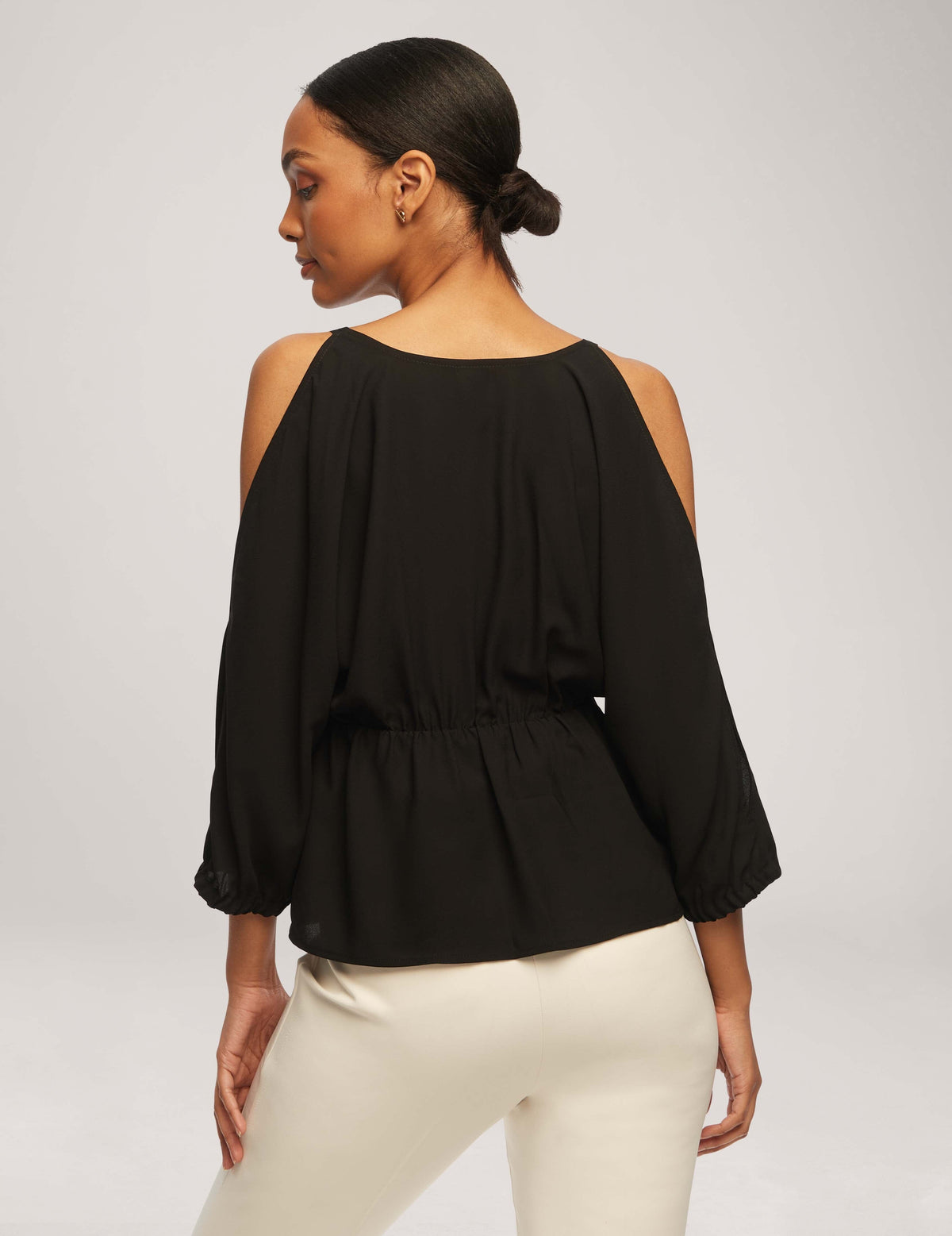 Anne Klein  Cold Shoulder Crossover Peplum Blouse- Clearance