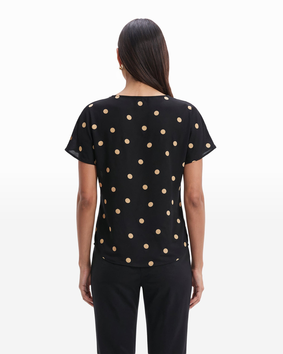 Anne Klein Large Dot Bateau Neck Short Sleeve Blouse
