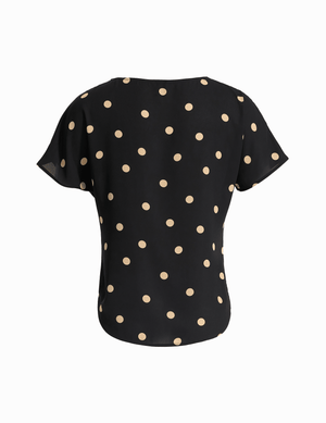 Anne Klein Large Dot Bateau Neck Short Sleeve Blouse