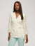 Anne Klein Bright White Dot Lace Blouson Sleeve Wrap Top- Sale