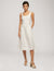 Anne Klein Bright White Seersucker Topsitch Midi Dress With Pleats- Clearance