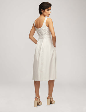 Anne Klein  Seersucker Topsitch Midi Dress With Pleats- Sale