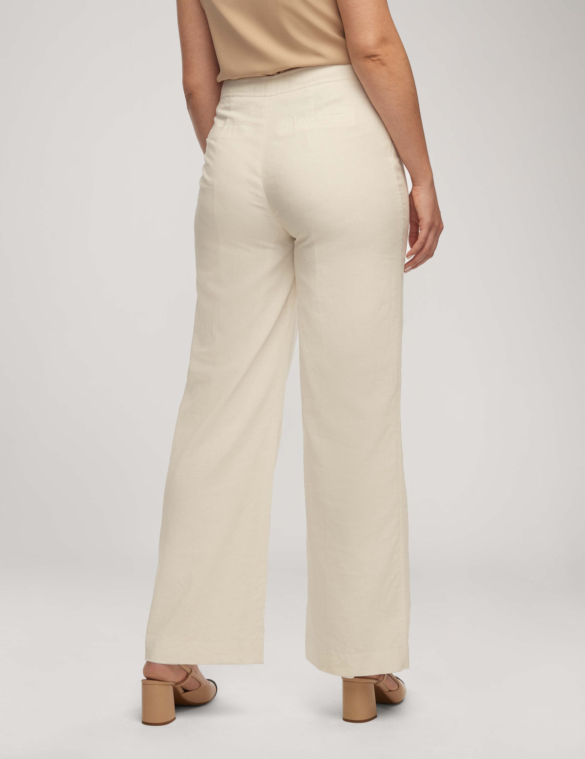 Anne Klein  Solid Linen Fly Front Wide Leg Trouser- Clearance