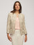 Anne Klein Cameo Pink Multi Novelty Sequin Tweed Jacket With Fringe Pockets- Clearance