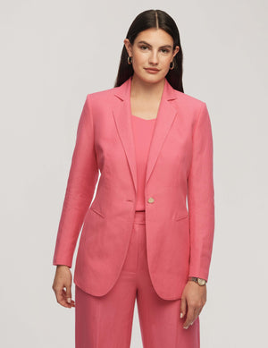 Anne Klein Camellia Linen One Button Jacket With Notch Collar- Clearance