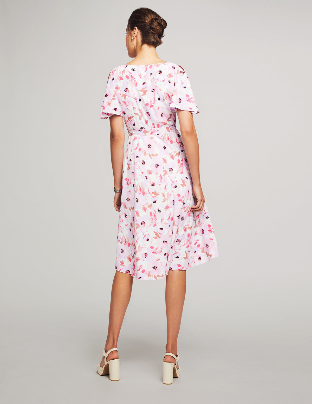 Anne Klein  Printed Flutter Sleeve Sash Dress - Clearance