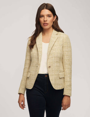 Anne Klein Sprout Multi Tweed One Button Notch Collar Jacket- Clearance