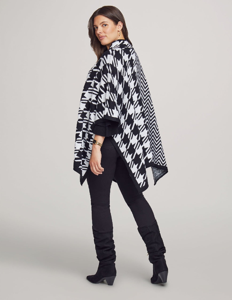 Anne Klein Pattern Zip Front Cape