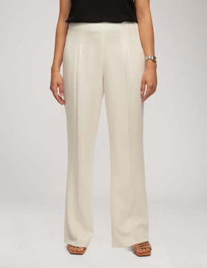 Anne Klein Anne White Crepe High Rise Pant With Pleat Wide Leg- Clearance