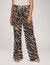 Anne Klein Anne Black/ Chestnut Multi Printed Satin High Rise Side Zip Wide Leg Pant- Sale