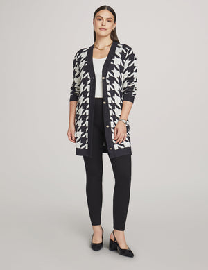 Anne Klein Anne White/Anne Black Jacquard Cardigan With Buttons