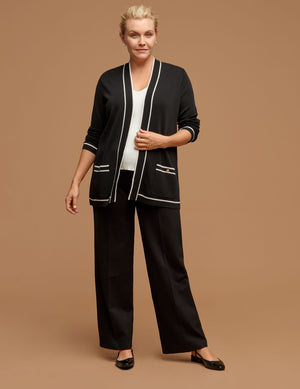 Anne Klein Anne Black/ Anne White Plus Size Malibu Cardigan With Tipping