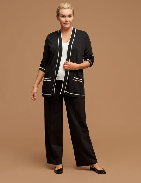 Plus Size Open-Front Cardigan with Tipping | Anne Klein
